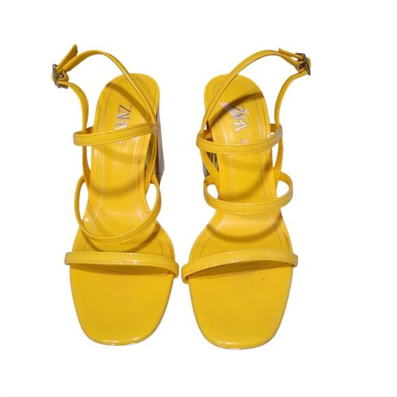 🎀2/$25🎀[H238] Zara Trafaluc Strappy Heels Women’s Yellow Spring Sandals - Picture 3 of 7